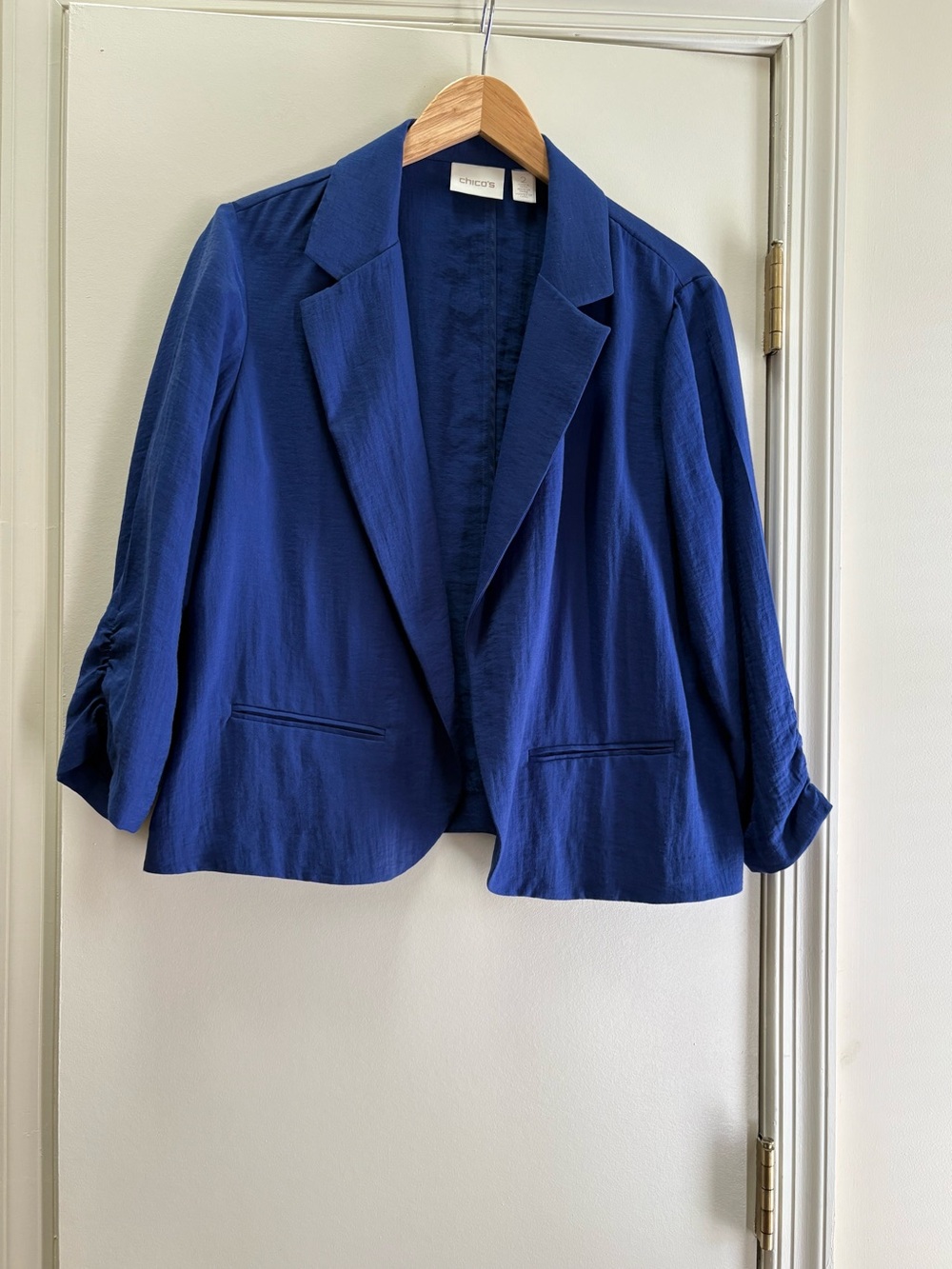 Chico's Royal Blue Open-Front Cropped Blazer